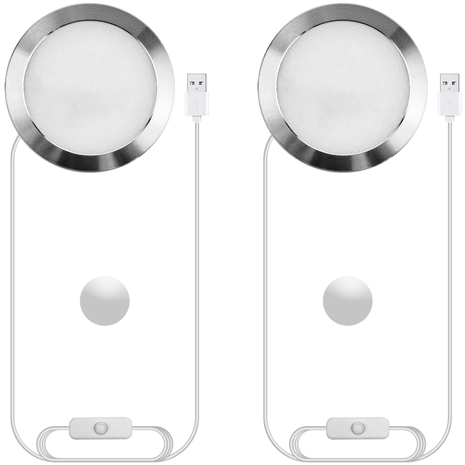 Tledtech LED キャビネットライト 棚下ライト ナイトライト 3段階色温度切替 小型 薄型 USB給電 省エネ 3W 300lm マグネット取付 間接照明 キッチン クローゼット 本棚 寝室用 2個セット (3色温度)