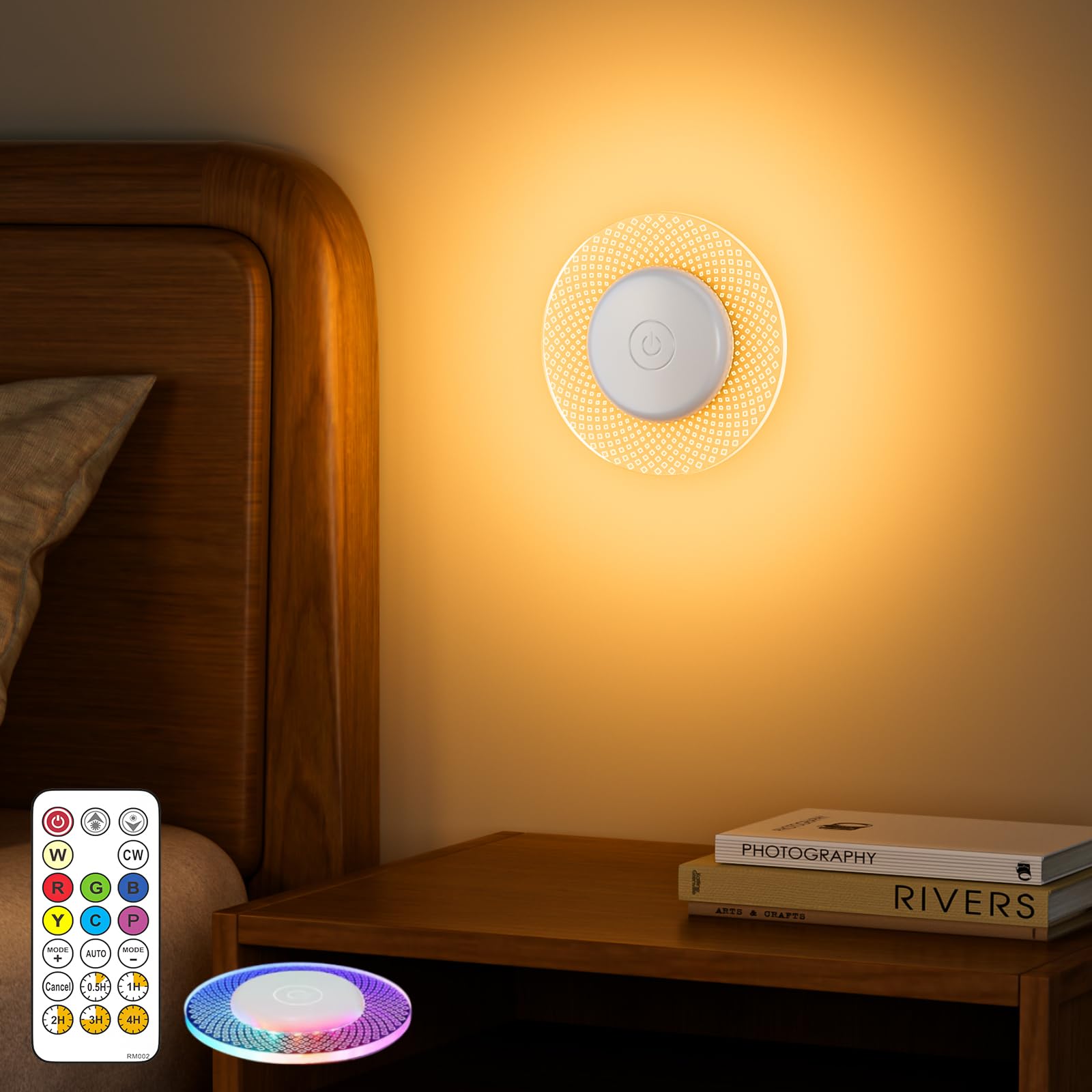 ナイトライト 授乳ライト ベッドサイドランプ 間接照明 常夜灯 授乳/おむつ替え用 子供部屋 タッチセンサー 枕元灯 Type-C充電式 かんせつ照明 おしゃれ 目に優しい 無段階調光調色(8色) RGB タイマー機能 マグネット内蔵 ウォールライト 卓上/寝室/浴室/押入れ どこでも LED ルームランプ 出産祝い ギフト